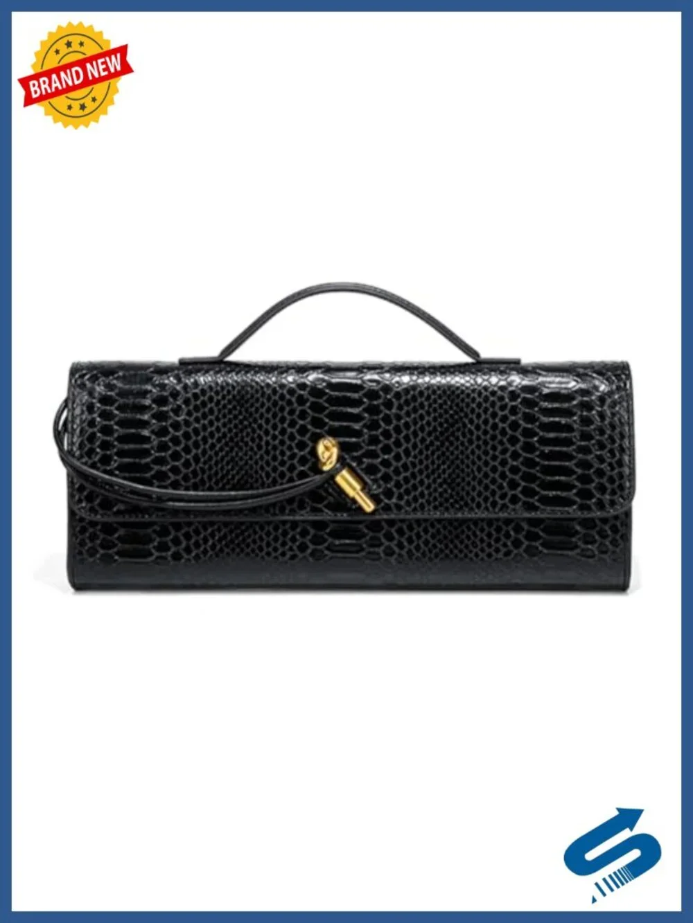 Leather Clutch Bag Crocodile Print Crossbody Shoulder Tote Evening Handbag